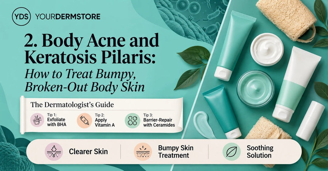 Body Acne and Keratosis Pilaris: How to Treat Bumpy, Broken-Out Body Skin — YourDermStore banner