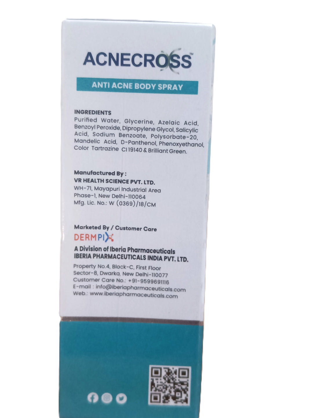 ACNECROSS- Anti acne body spray