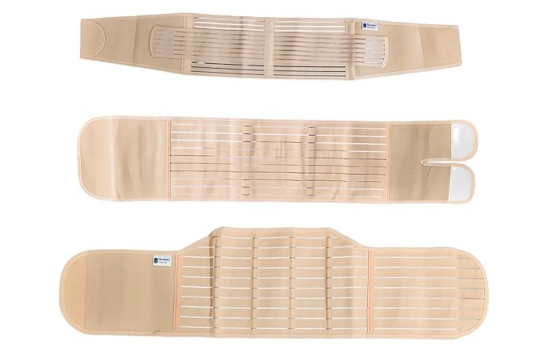 Mommy Check 3-in-1 Postpartum Belly Support Belt for C-Section & Normal Delivery Recovery | Adjustable, Breathable | Beige