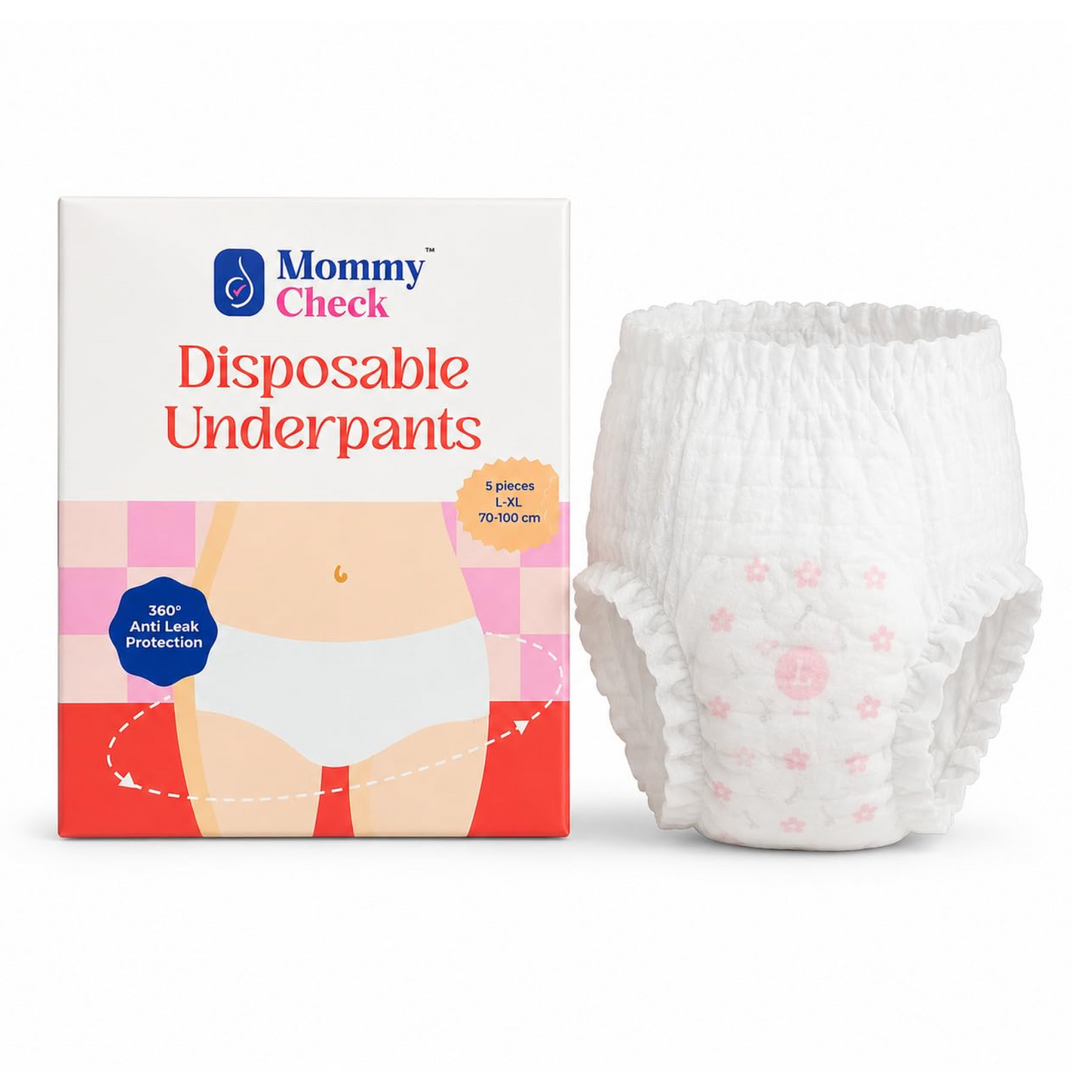 Mommy Check Disposable Postpartum Underwear for C-Section & Normal Delivery Recovery | 360° Leak Protection | Size L-XL (70-100 cm)