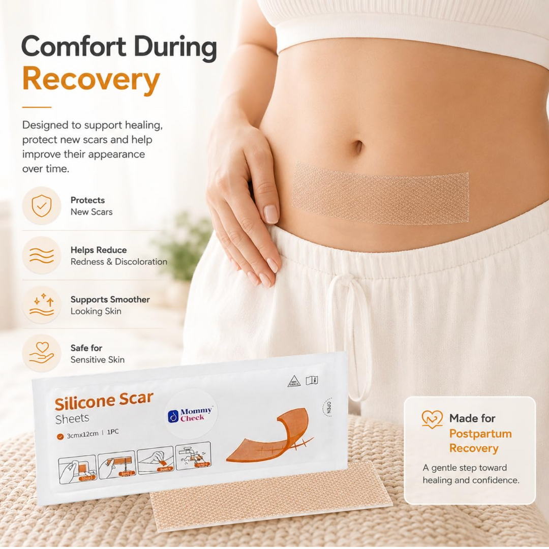 Mommy Check Silicone Scar Sheets for C-Section & Surgical Scar Reduction (Reusable, Medical-Grade, Skin-Friendly)