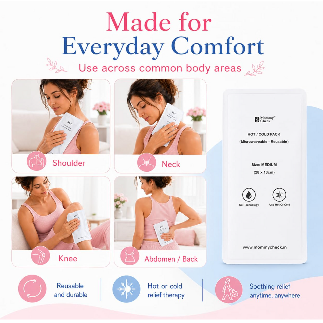 Mommy Check Hot & Cold Gel Pack for Breast Engorgement, Mastitis & Postpartum Pain Relief | Reusable, Microwavable & Freezer-Safe | 28x13cm