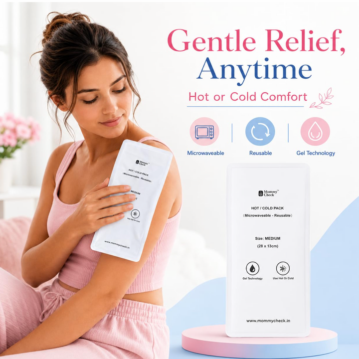 Mommy Check Hot & Cold Gel Pack for Breast Engorgement, Mastitis & Postpartum Pain Relief | Reusable, Microwavable & Freezer-Safe | 28x13cm