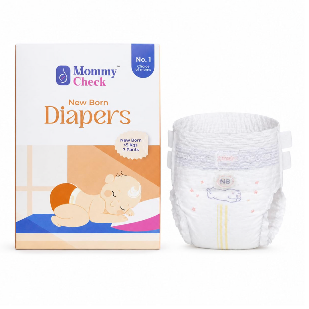 Mommy Check Newborn Diapers Trial Pack for Babies Under 5 kg | First 24-Hour Essentials (Pack of 7)