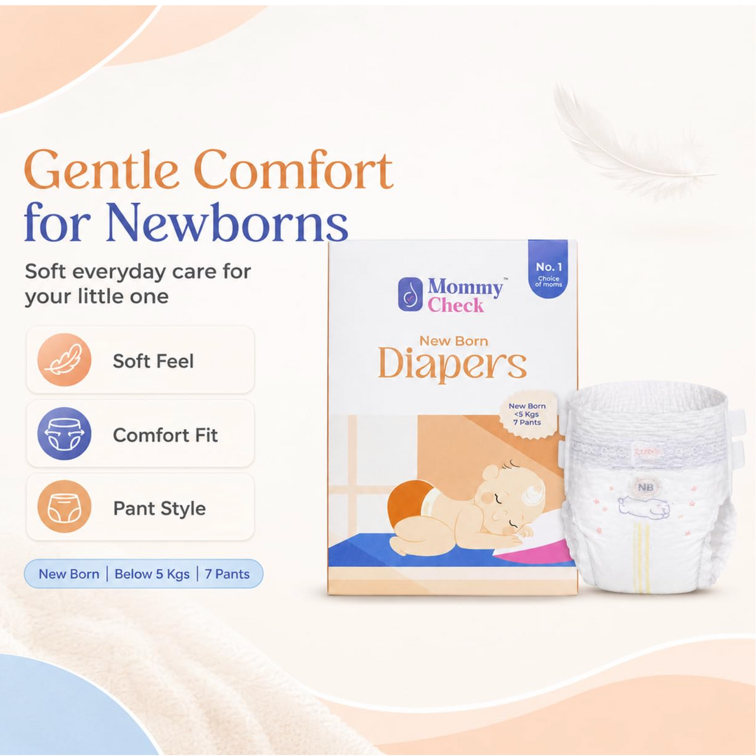 Mommy Check Newborn Diapers Trial Pack for Babies Under 5 kg | First 24-Hour Essentials (Pack of 7)