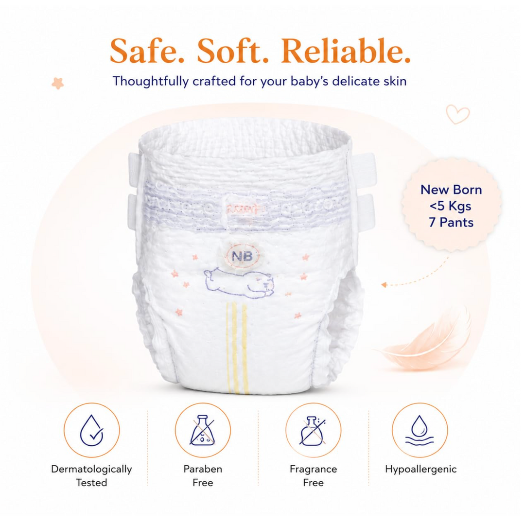 Mommy Check Newborn Diapers Trial Pack for Babies Under 5 kg | First 24-Hour Essentials (Pack of 7)