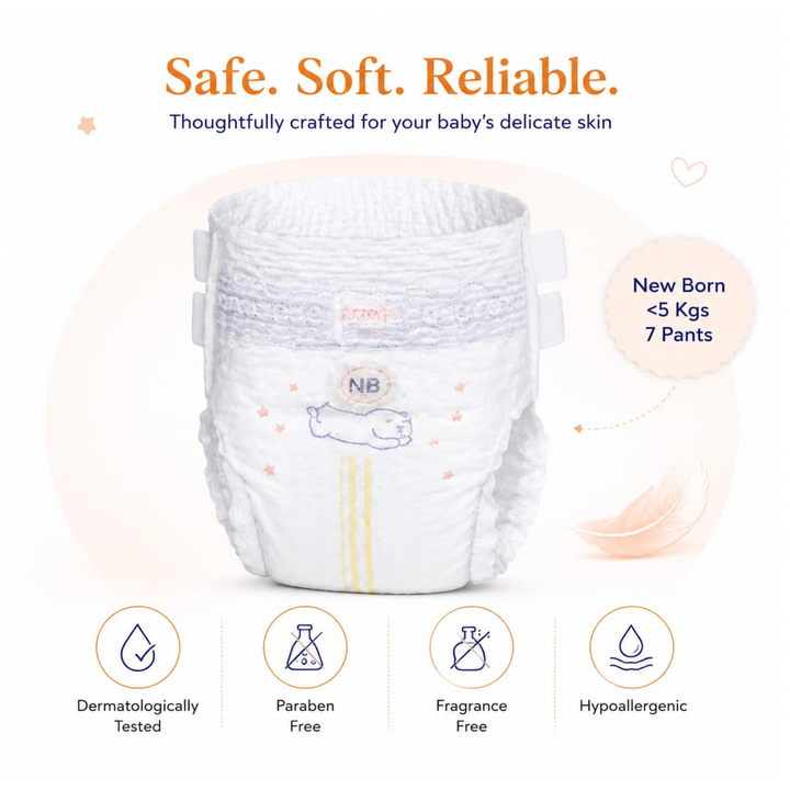 Mommy Check Newborn Diapers Trial Pack for Babies Under 5 kg | First 24-Hour Essentials (Pack of 7)