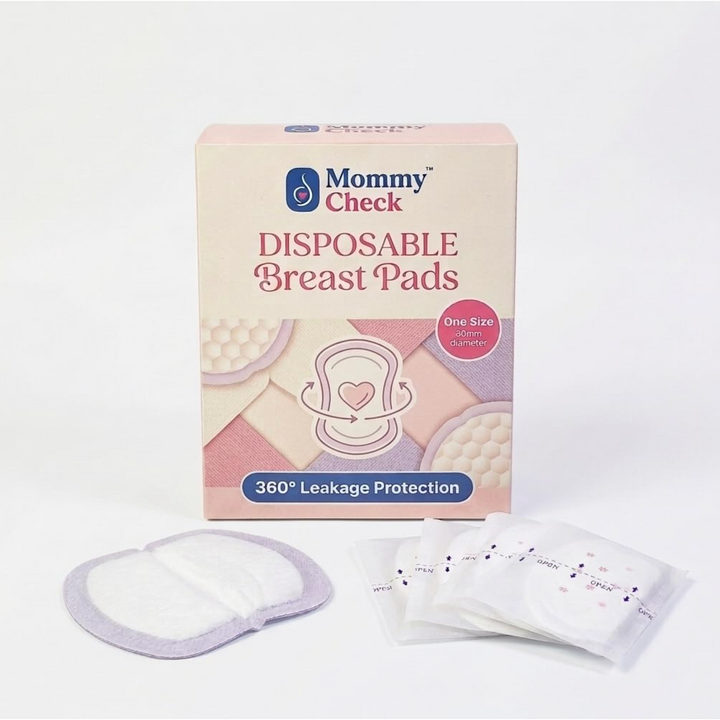 Mommy Check Disposable Breast Pads for Breastfeeding & Leak Protection | 360° Leakage Protection, Soft Top-Sheet (Pack of 10)