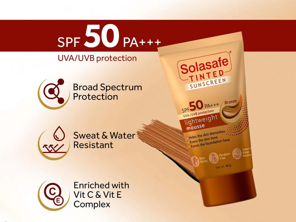 Solasafe tinted sunscreen SPF50 PA+++ Bronze